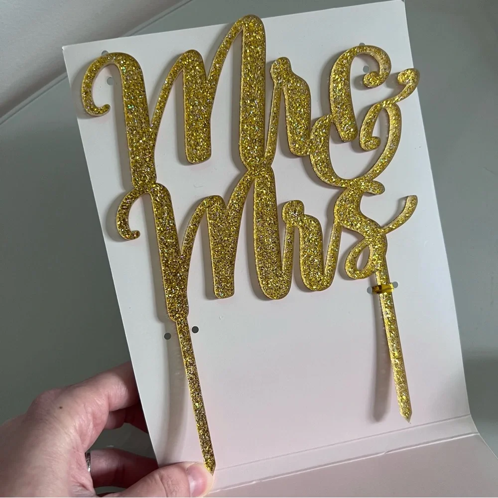 Mr. & Mrs. Gold Wedding Cake Topper